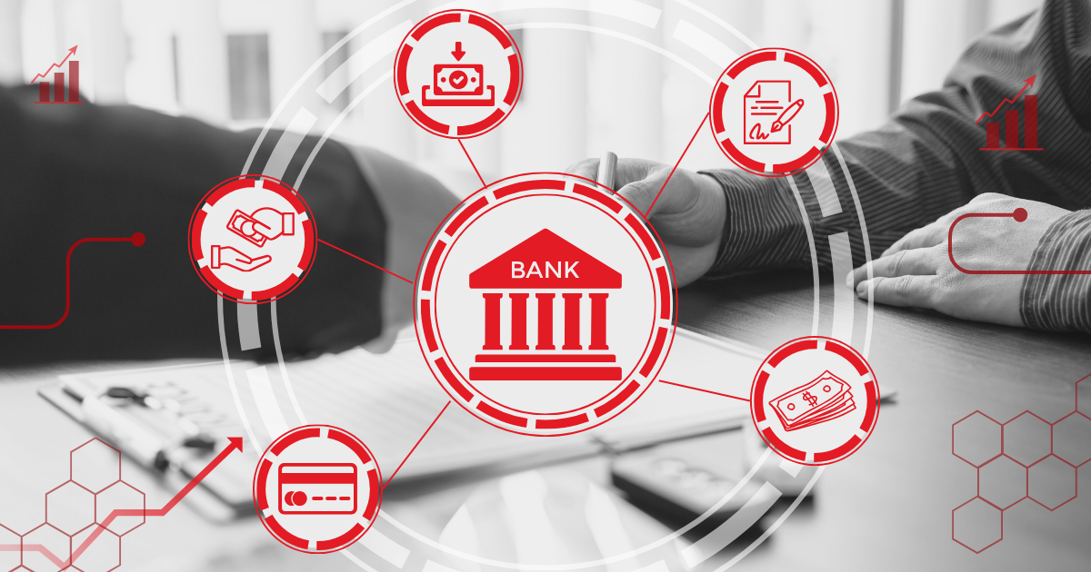 Visual representation of banking products—loans, cards, insurance, deposits